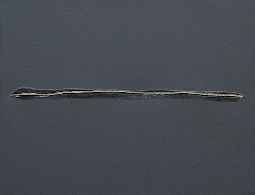 <b>Horizon line</b> – 2004<br>Metall i acrílic / tela<br>27x35cm.